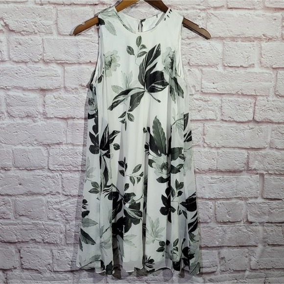 Calvin Klein Black & White A Line Flowy Sleeveless Shift Dress - Picture 1 of 11